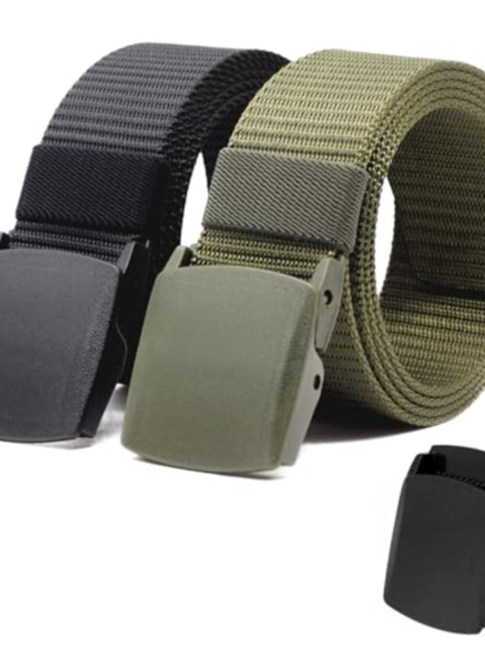 Nylon Tactical Belt Webbing Canvas Adjustable Plastic Buckle 2 Pack